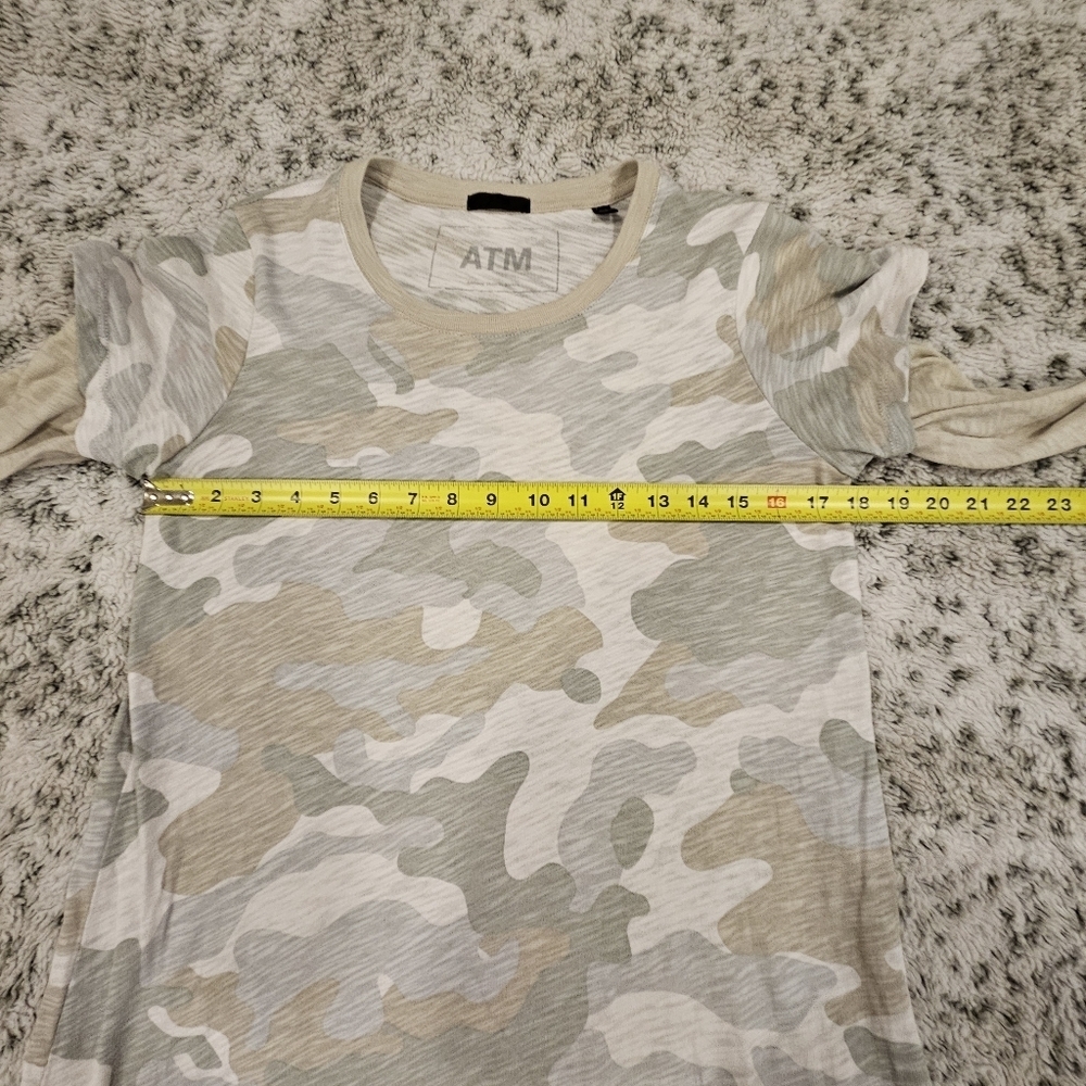ATM SZ S Midi Grunge Camo Slub Jersey Crew Neck Long Sleeve Casual Shift Dress - Picture 9 of 16
